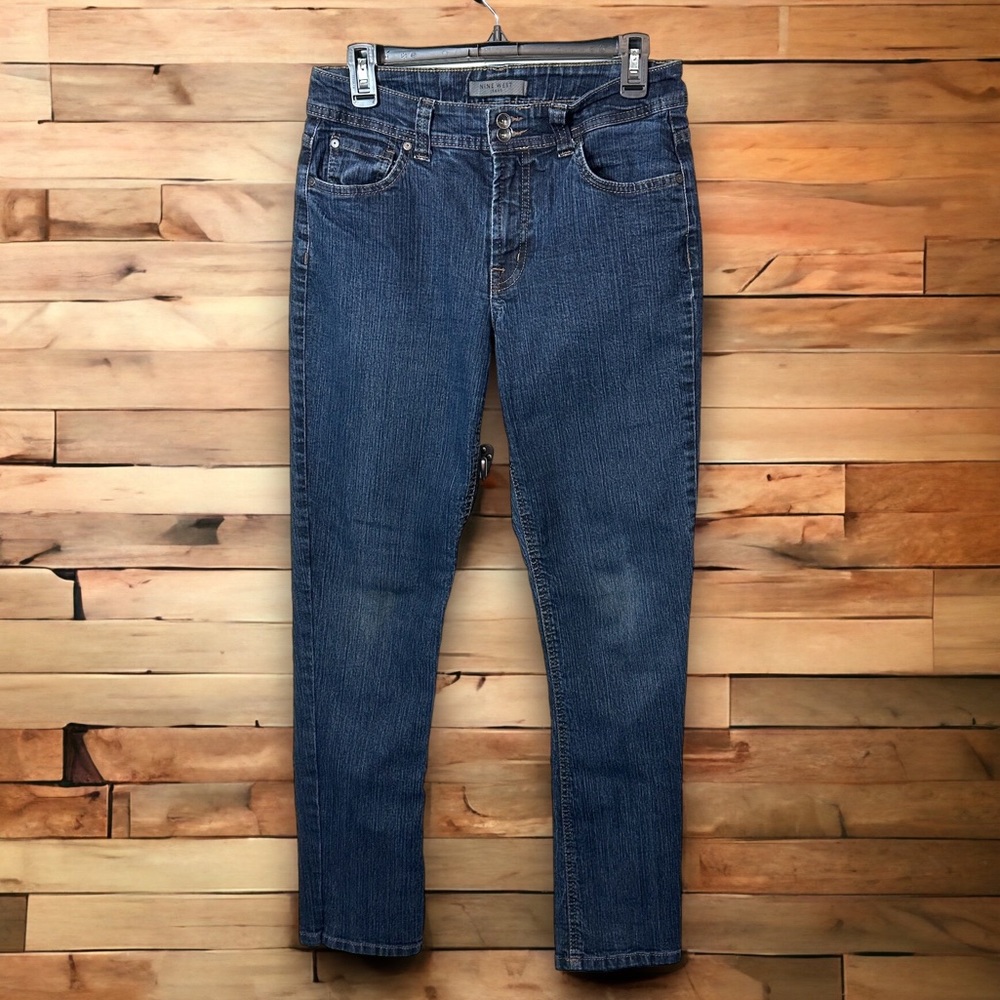 Nine West women's jeans 10 14 stacked high waist wash mom fit 34" waist